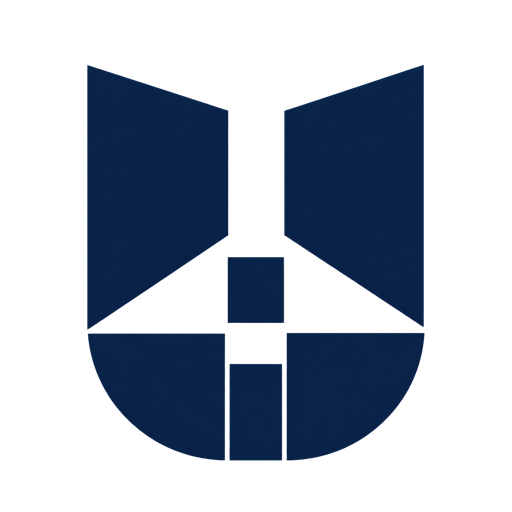 Book Helper app icon, a transparent monochromatic geometric book in deep blue