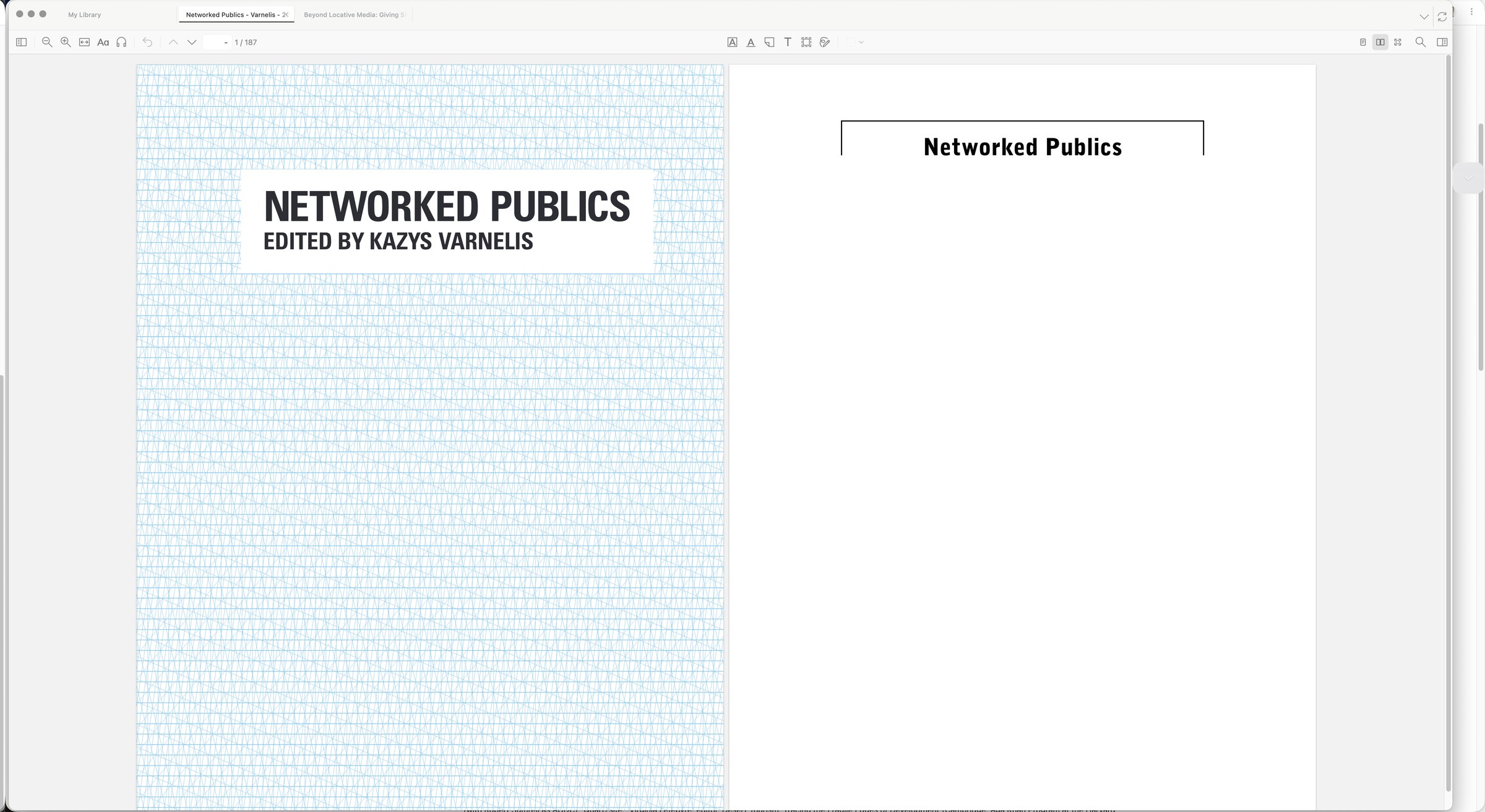 Zotero PDF reader displaying a book as a two-page spread
